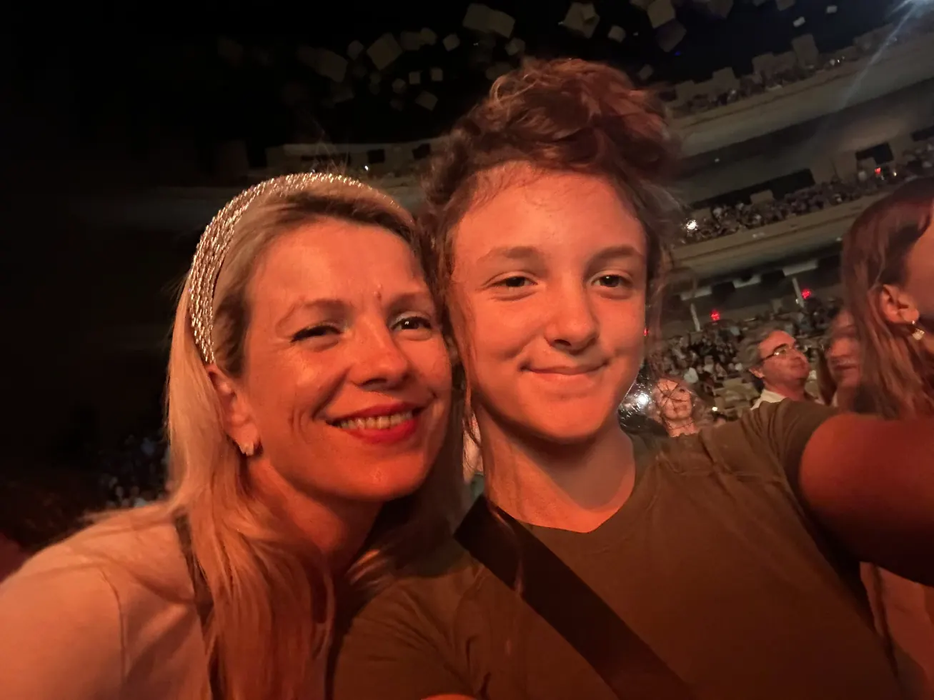 Ruby and her mum taking a selfie in the arena before the show