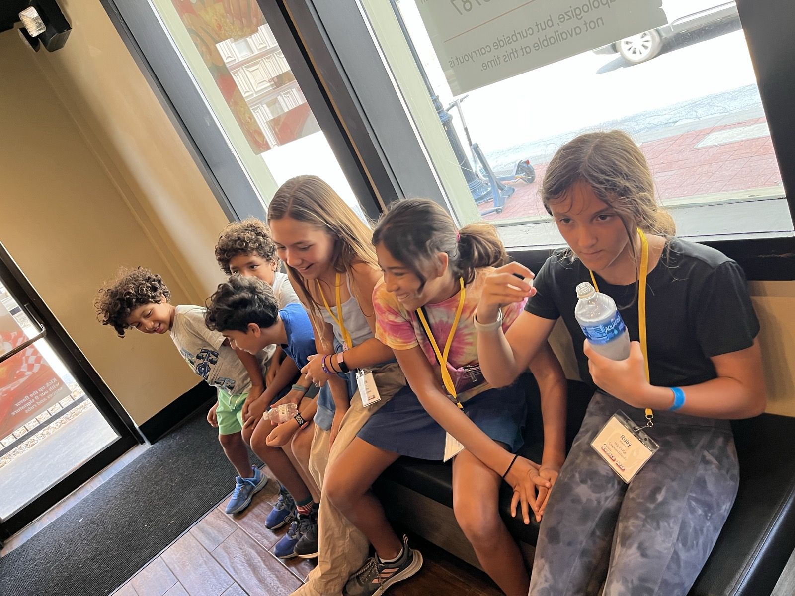 The kids piled on a couch in Kansas City