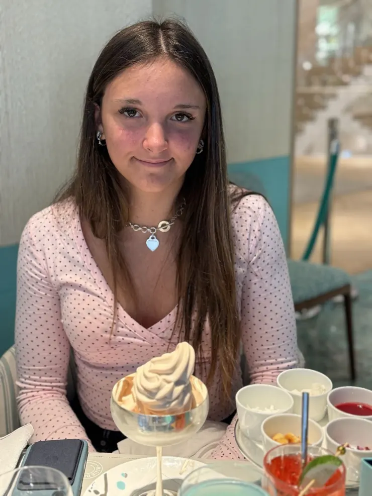 Ruby with a soft-serve sundae